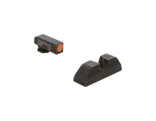 AmeriGlo Sight Fits Glock 17/19 Green Tritium Orange Round Notch Rear GL-353 - California Shooting Supplies