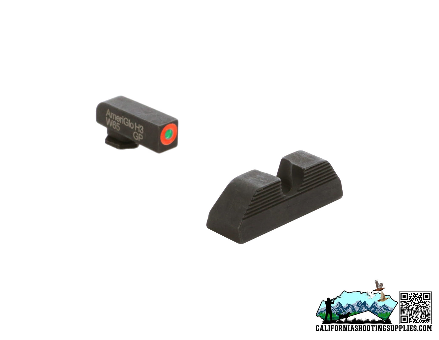 AmeriGlo Sight Fits Glock 17/19 Green Tritium Orange Round Notch Rear GL-353 - California Shooting Supplies