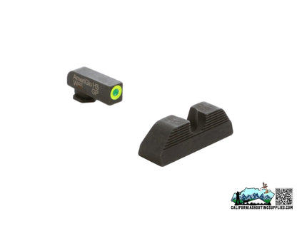 AmeriGlo UC Sight Fits Glock 17/19 Green Tritium Serrated Round Notch Rear GL354