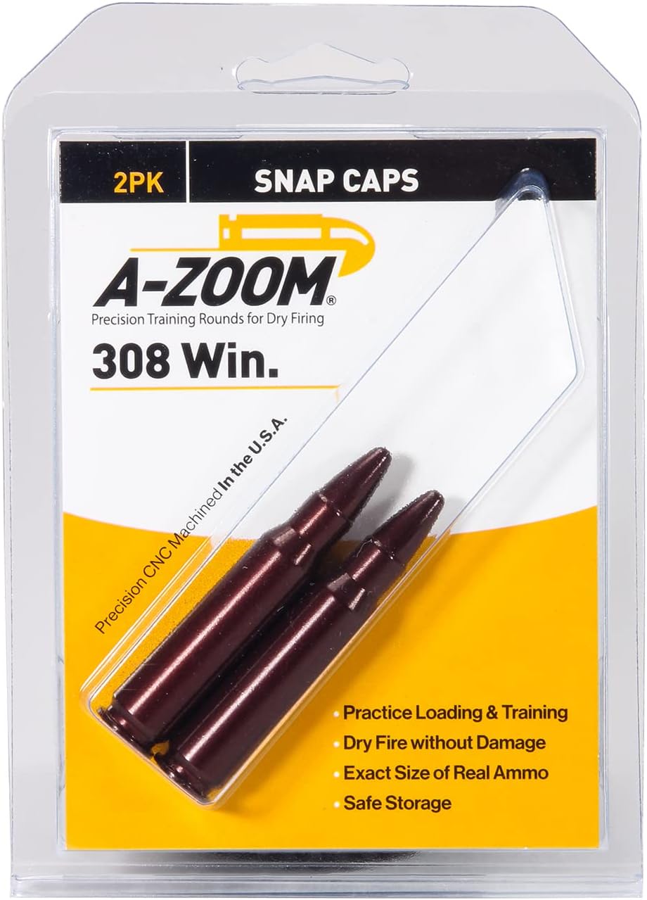 A-Zoom Snap Caps safety training 308 Win 2 Pack solid aluminum 12228 - California Shooting Supplies