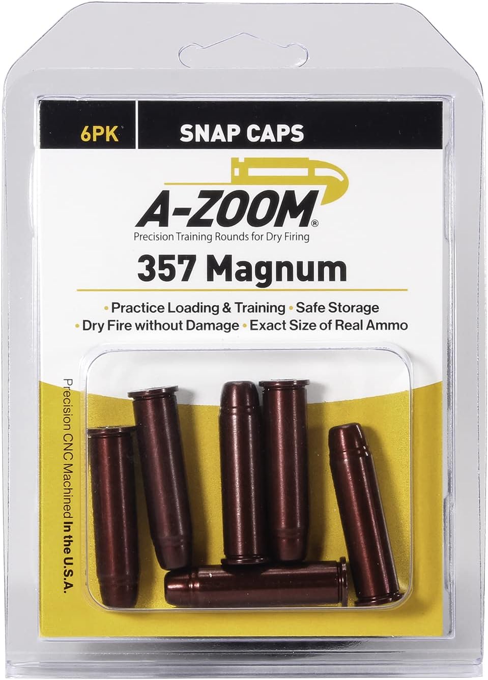 A-Zoom Snap Caps safety training 357 Magnum 6 Pack solid aluminum 16119 - California Shooting Supplies