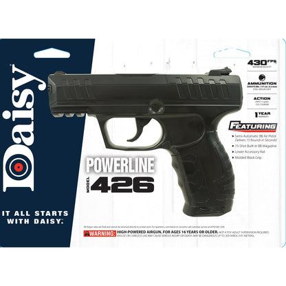 Daisy 426 CO2 Pistol BB 430FPS Black Color 15 Round Capacity 980426442