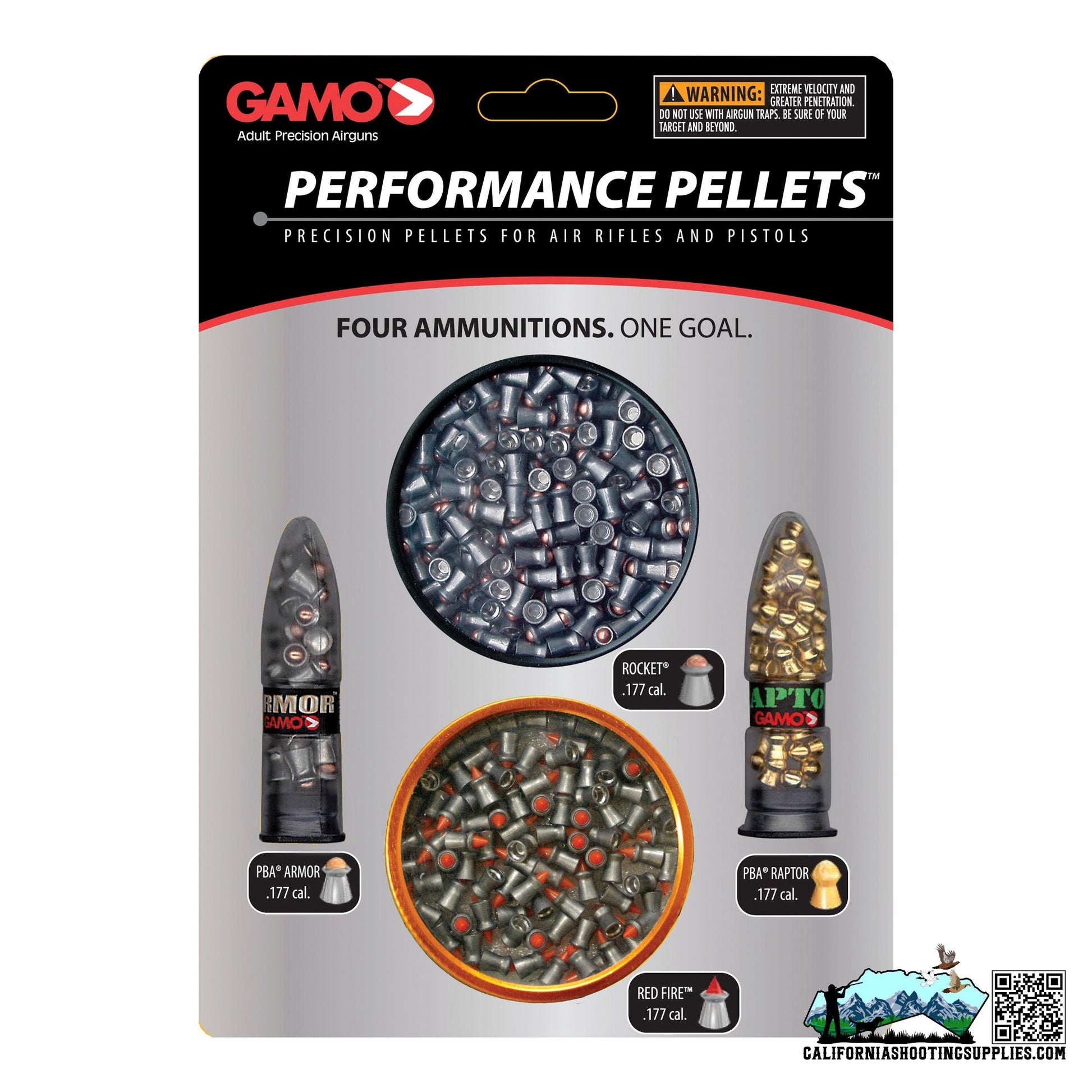 Gamo Combo Pack Performance Pellets .177 Pellets Blister Card 400Pk 632092854 - California Shooting Supplies