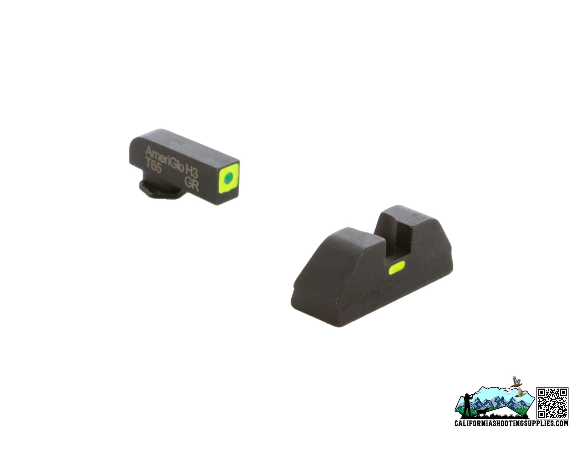 AmeriGlo CAP Sight Front/Rear Fits Glock 42/43 Green Tritium GL-605 - California Shooting Supplies