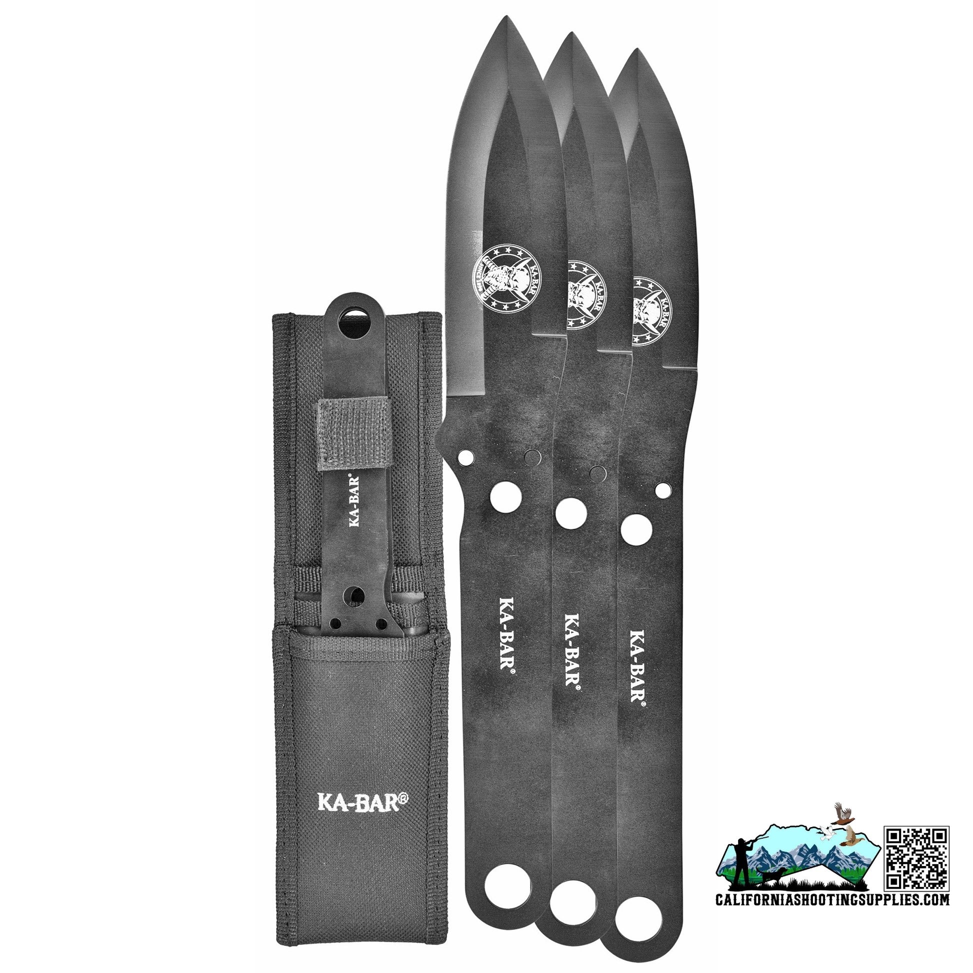 KABAR Throwing Knife Set Fixed Blade 4" Blade Double Edged Steel Set of 3 1121 - California Shooting Supplies