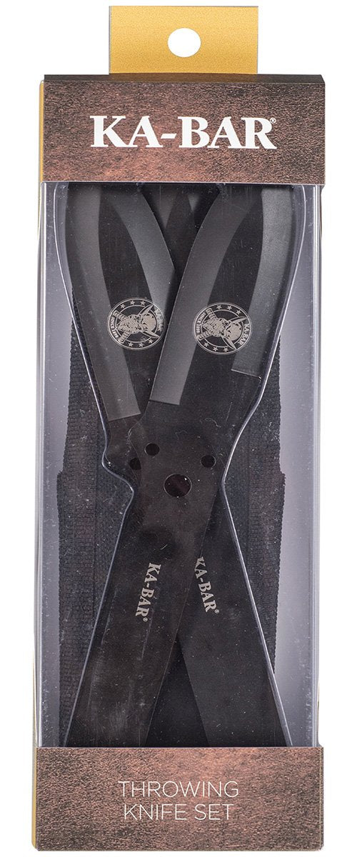 KABAR Throwing Knife Set Fixed Blade 4" Blade Double Edged Steel Set of 3 1121 - California Shooting Supplies