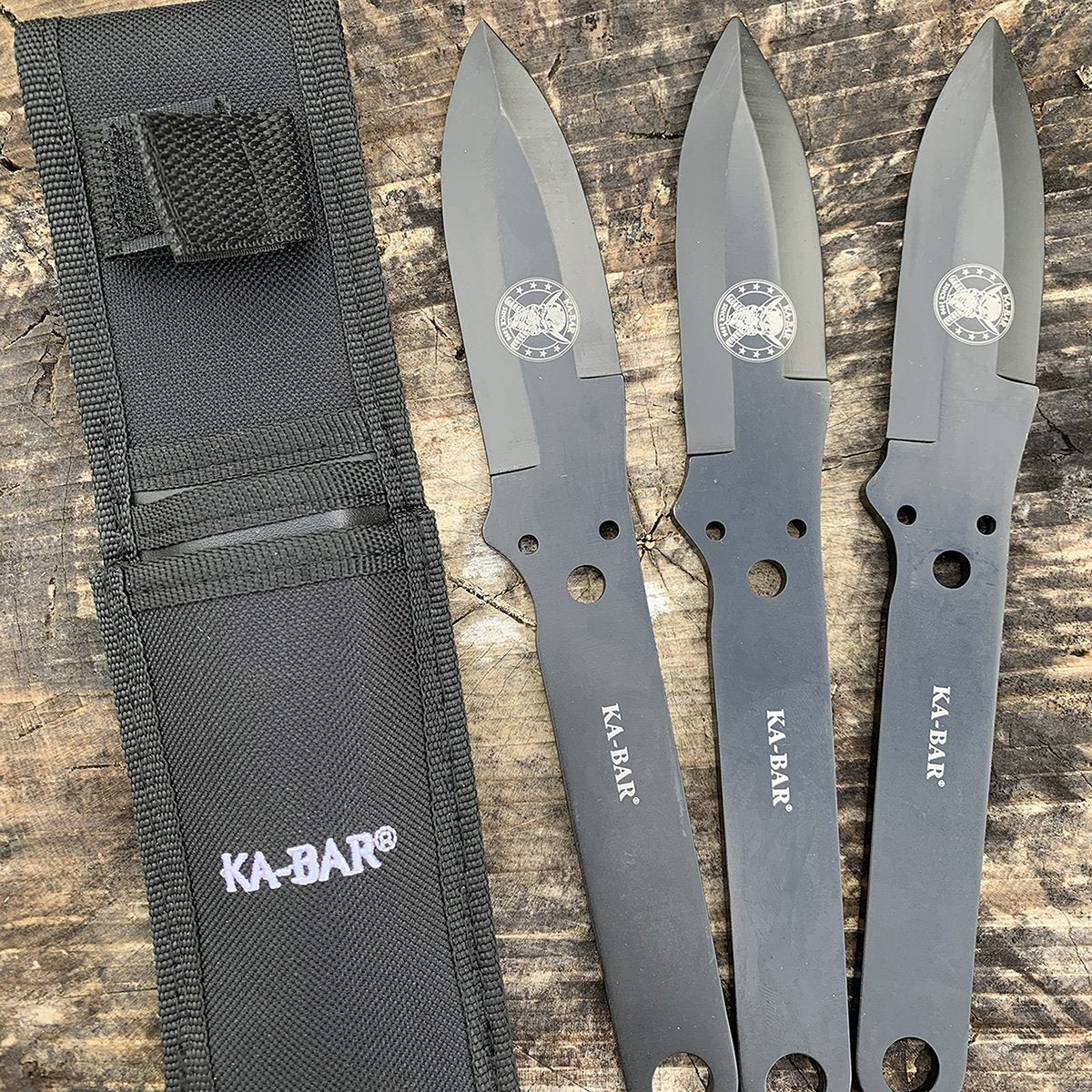 KABAR Throwing Knife Set Fixed Blade 4" Blade Double Edged Steel Set of 3 1121 - California Shooting Supplies