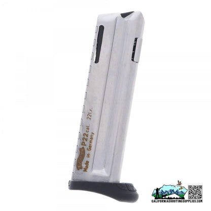 Walther Magazine 22LR 10 Rounds Fits P22Q Style Frame Nickel Finish 512604 - California Shooting Supplies