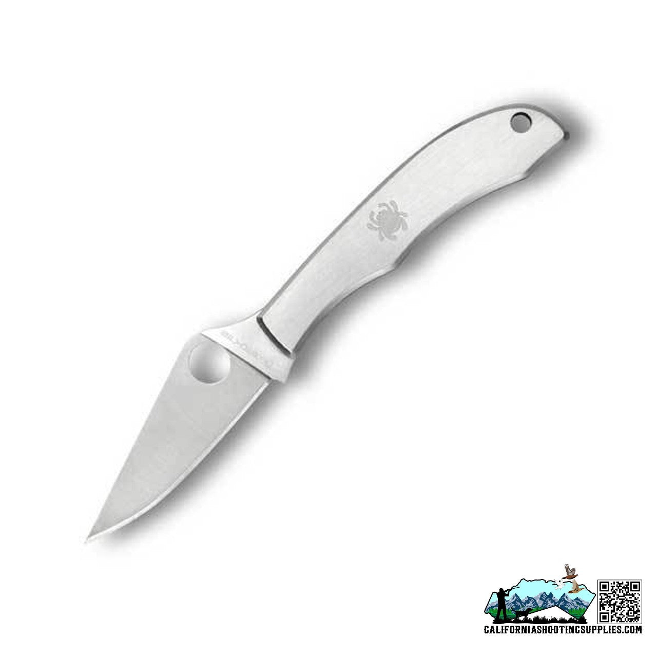 Spyderco HoneyBee Folding Knife Plain Edge Stainless Steel Silver Finish C137P - California Shooting Supplies