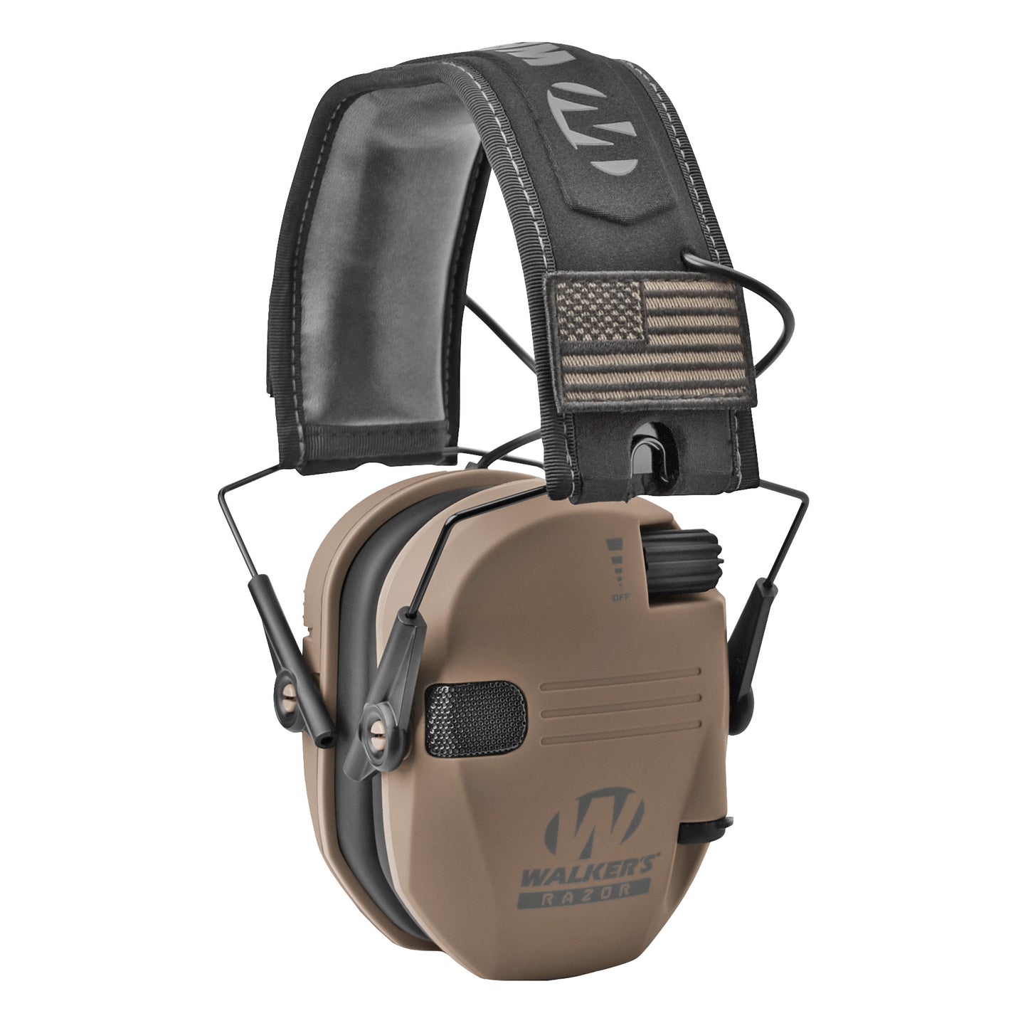 Walker's Razor Electronic Earmuff FDE Includes 2 Morale Patches GWP-RSEMPAT-FDE - California Shooting Supplies