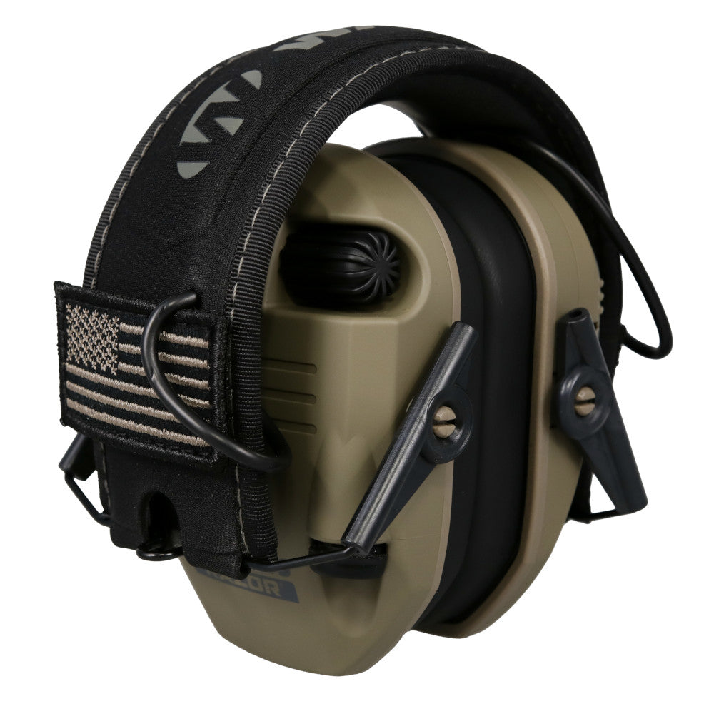 Walker's Razor Electronic Earmuff FDE Includes 2 Morale Patches GWP-RSEMPAT-FDE - California Shooting Supplies