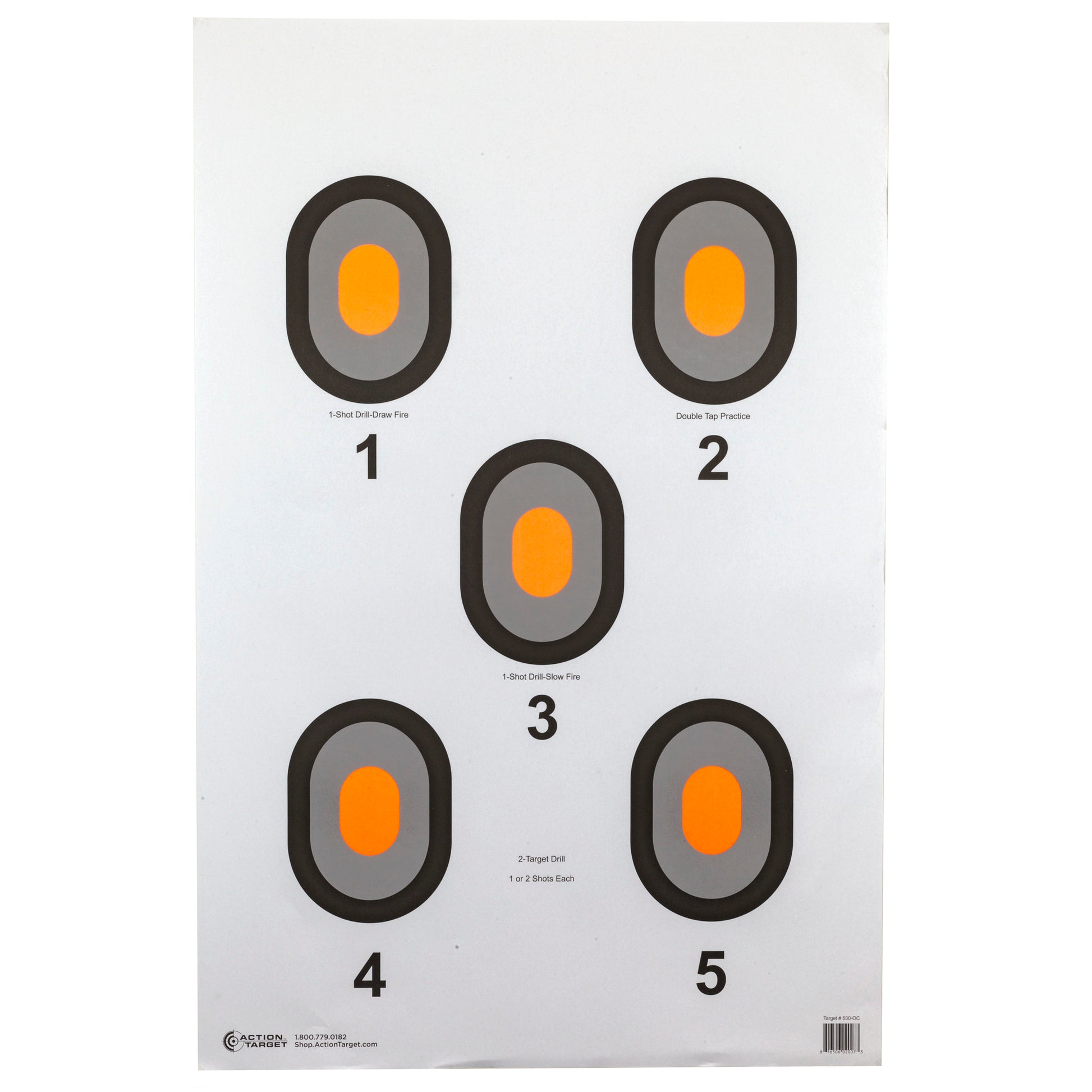 Action Target BullsEye Five Bullseye Target w/Orange Center 100 Pack 530-OC-100