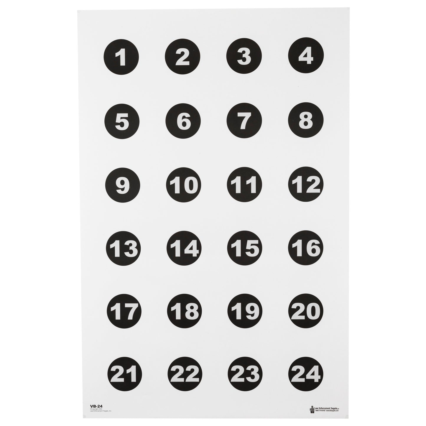 Action Target Command Training Target Number Circles 1-24 23x35 100 Pack VB24100 - California Shooting Supplies