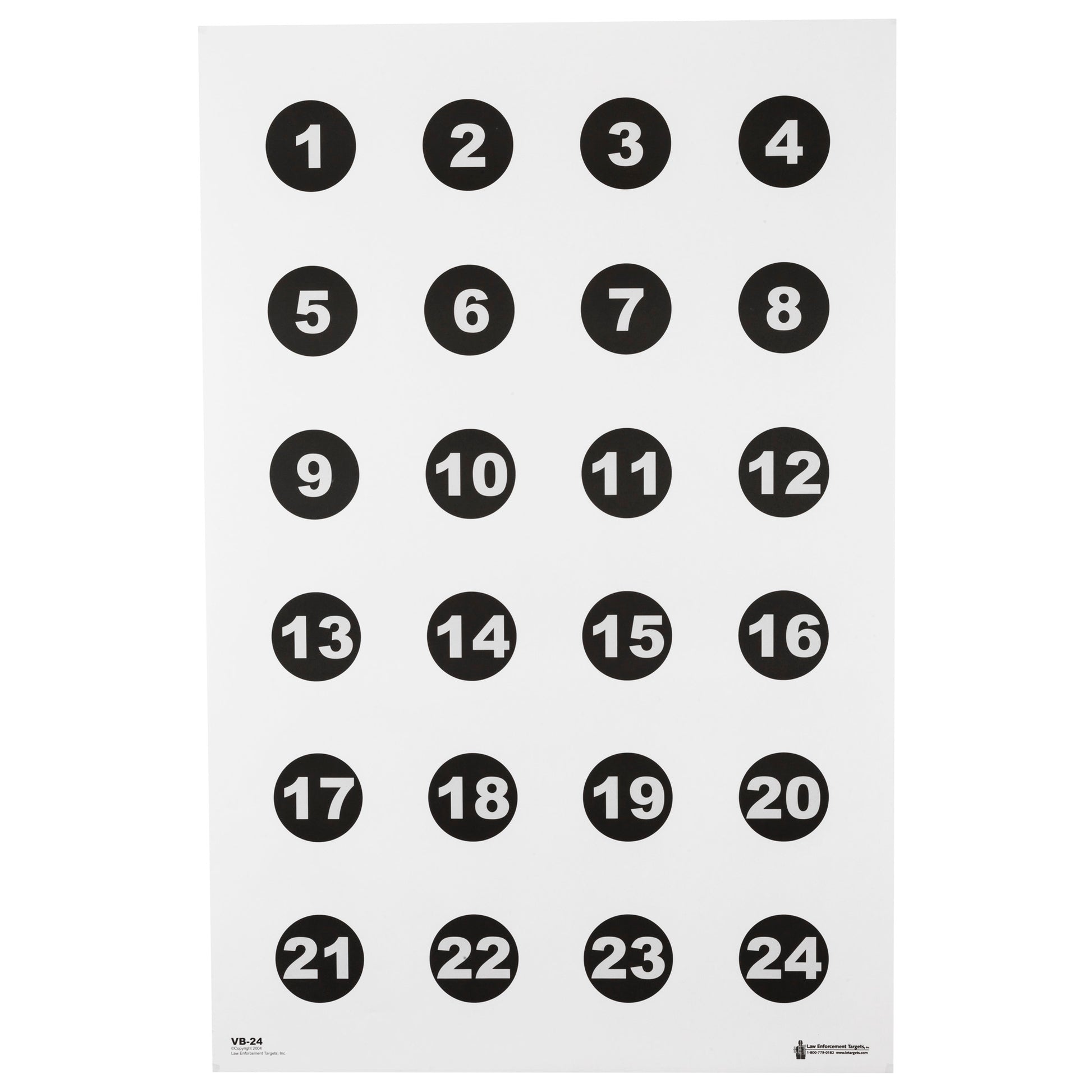 Action Target Command Training Target Number Circles 1-24 23x35 100 Pack VB24100 - California Shooting Supplies