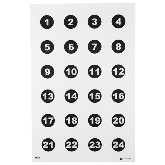 Action Target Command Training Target Number Circles 1-24 23x35 100 Pack VB24100 - California Shooting Supplies