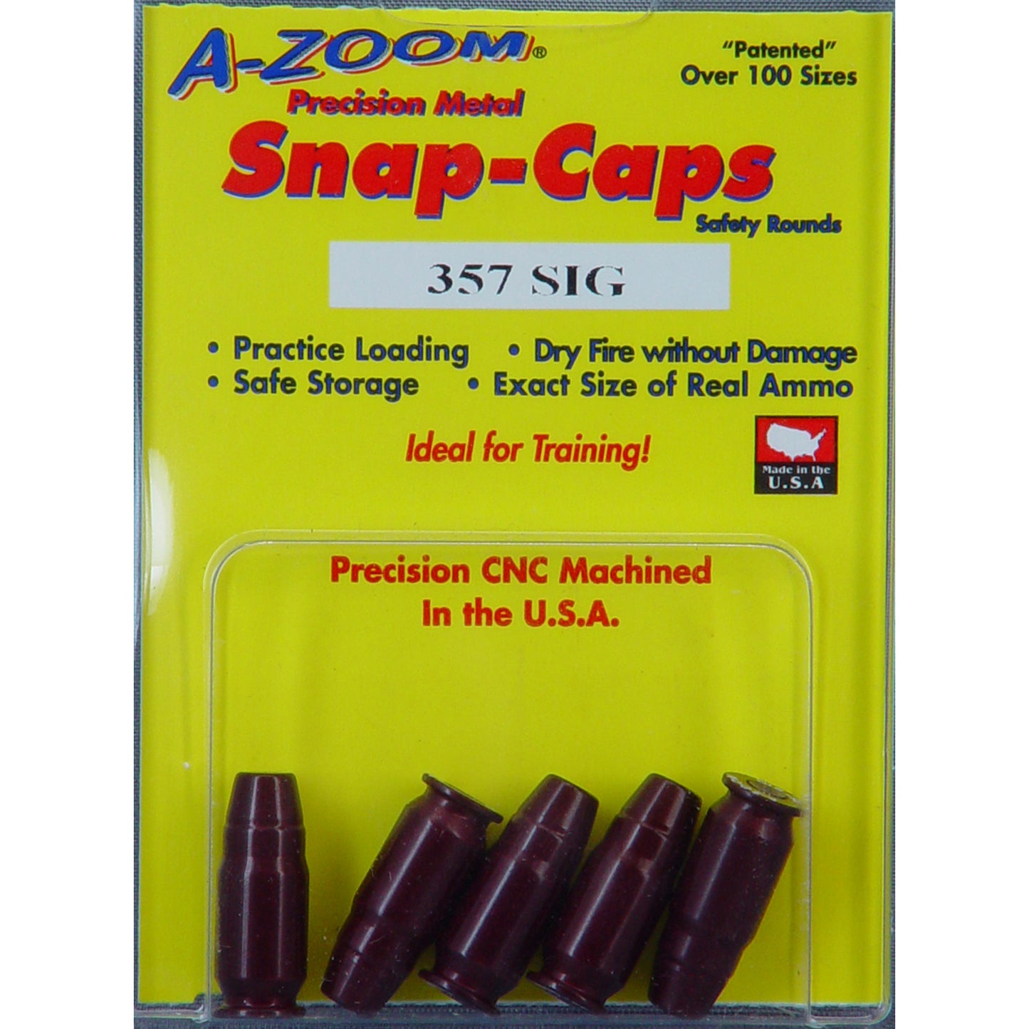 A-Zoom Snap Caps safety training 357 Sig 5 Pack solid aluminum 15314 - California Shooting Supplies