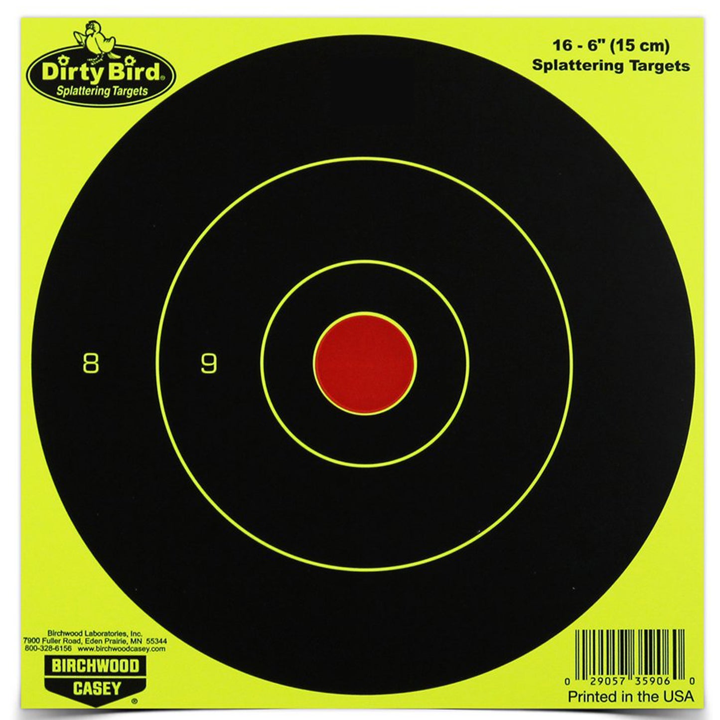 Birchwood Casey Dirty Bird Target Round Bullseye 6" 16 Pack Yellow BC-35906 - California Shooting Supplies