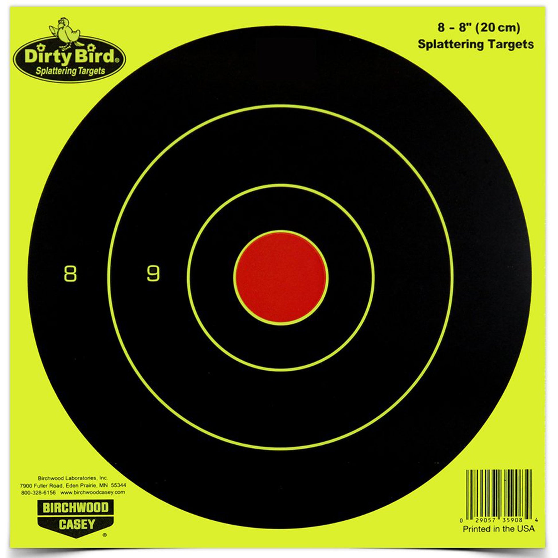 Birchwood Casey Dirty Bird Target Bullseye 8" 8 Pack Yellow BC-35908 - California Shooting Supplies