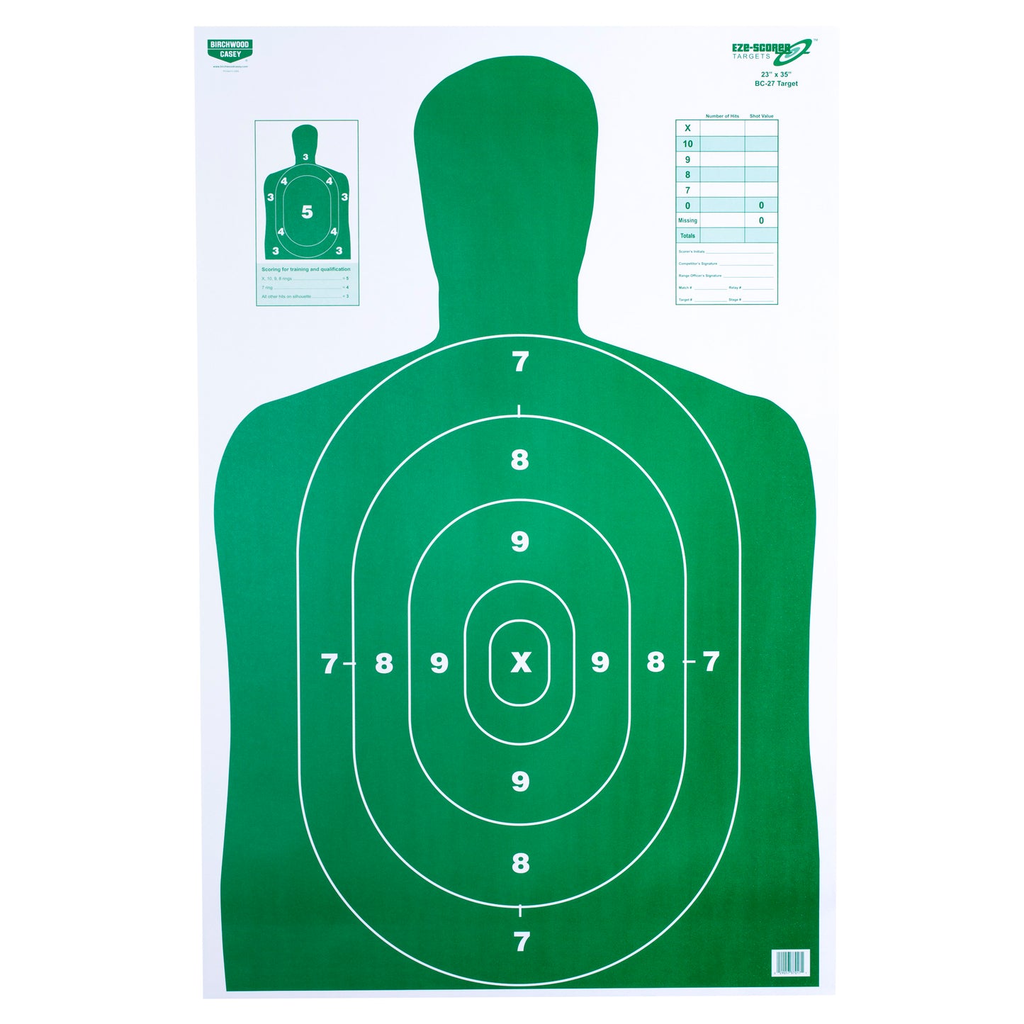 Birchwood Casey Eze-Scorer Target BC-27 23x35 100 Targets Green BC-37017 - California Shooting Supplies