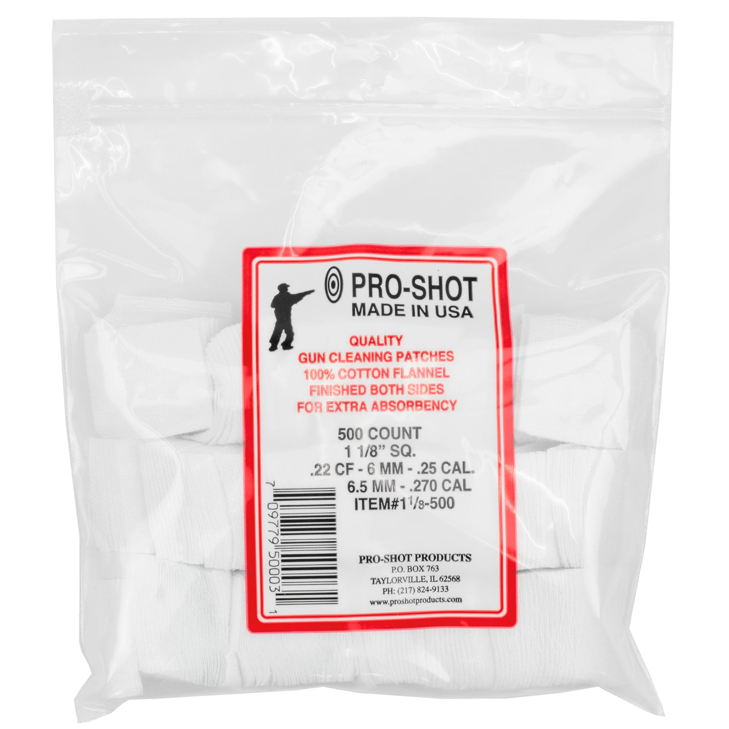 Pro-Shot Products Patches 1-1/8" .22-.270 Caliber 500 Pack 11/8-500 - California Shooting Supplies