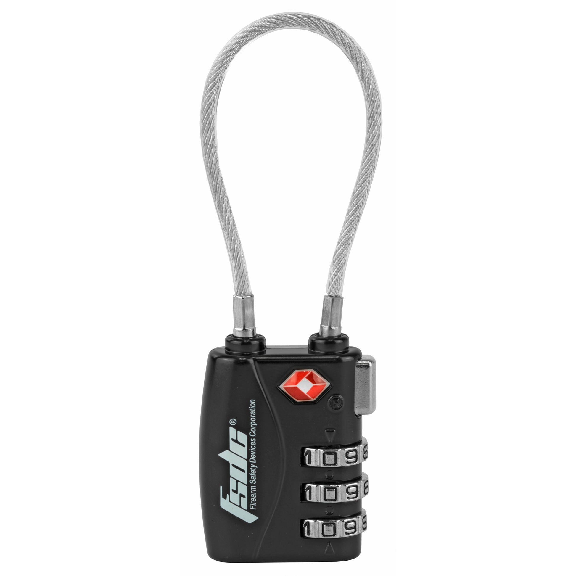 Firearm Safety Devices Corporation Lock Black TSA Lock w/Steel Cable TSA380RCB - California Shooting Supplies