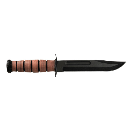 KABAR KA-BAR USMC 7 Fixed Blade Knife Plain Edge Brown Leather Sheath 1217 - California Shooting Supplies