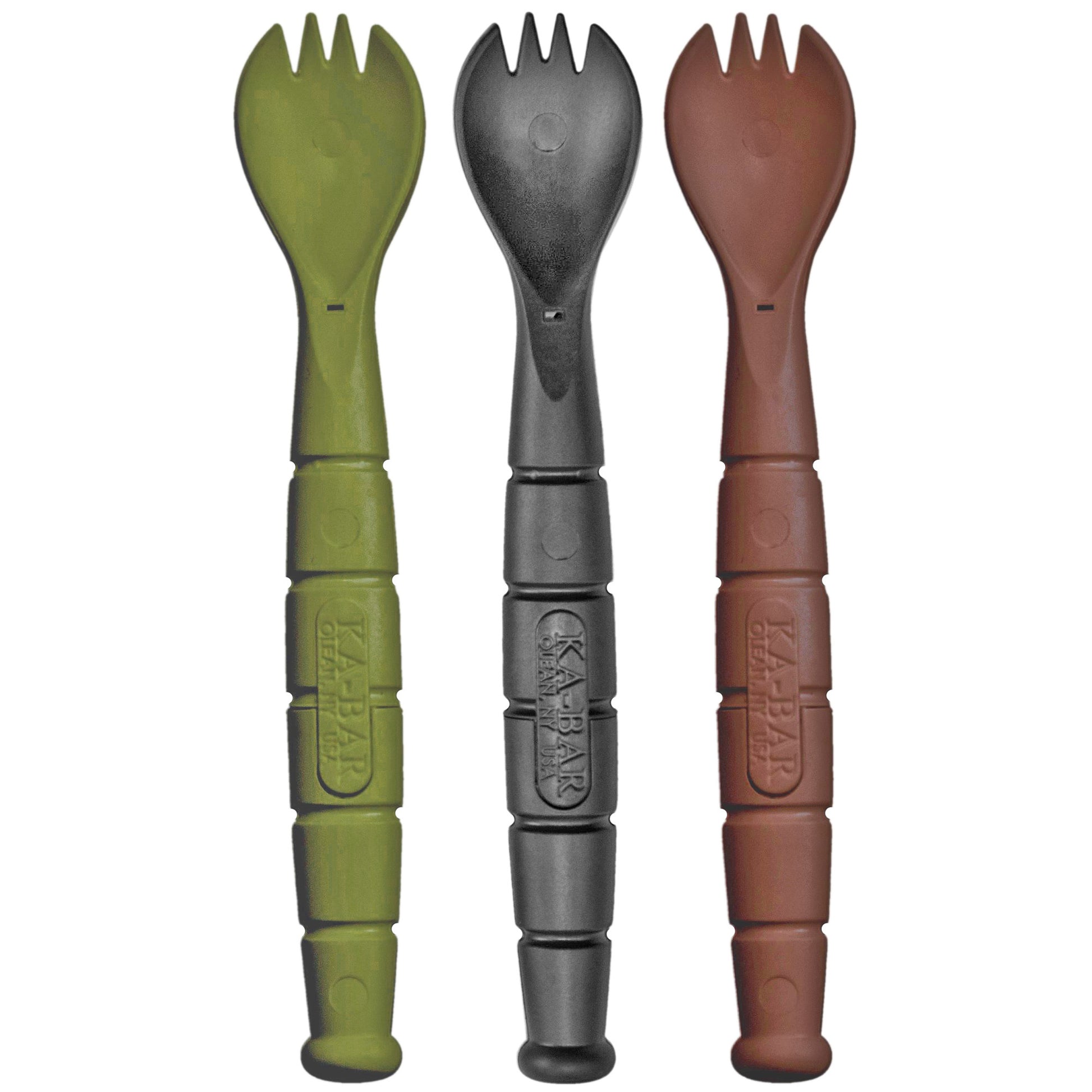 KABAR Field Kit Spork Survival Tool Three Pack Brown Green Black Creamid 9909MIL - California Shooting Supplies