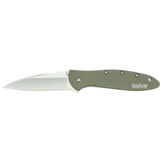 Kershaw Leek, 3" Assisted Folding Knife Plain Edge Anodized Olive 1660OL - California Shooting Supplies