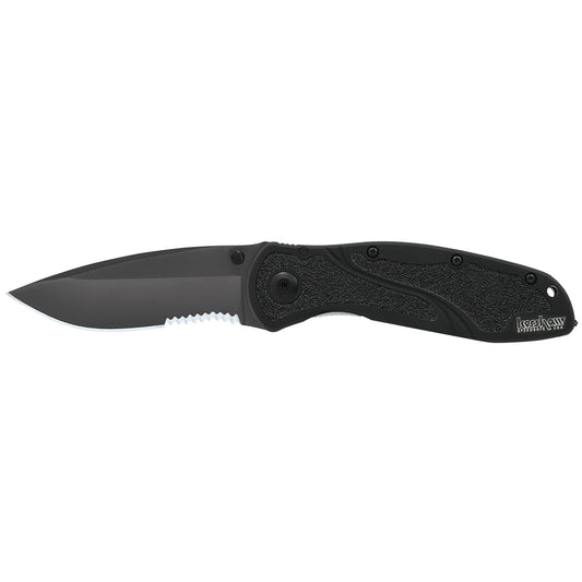 Kershaw Blur Glass Breaker 3" Folding Knife Partially Serrated 1670GBBLKST - California Shooting Supplies