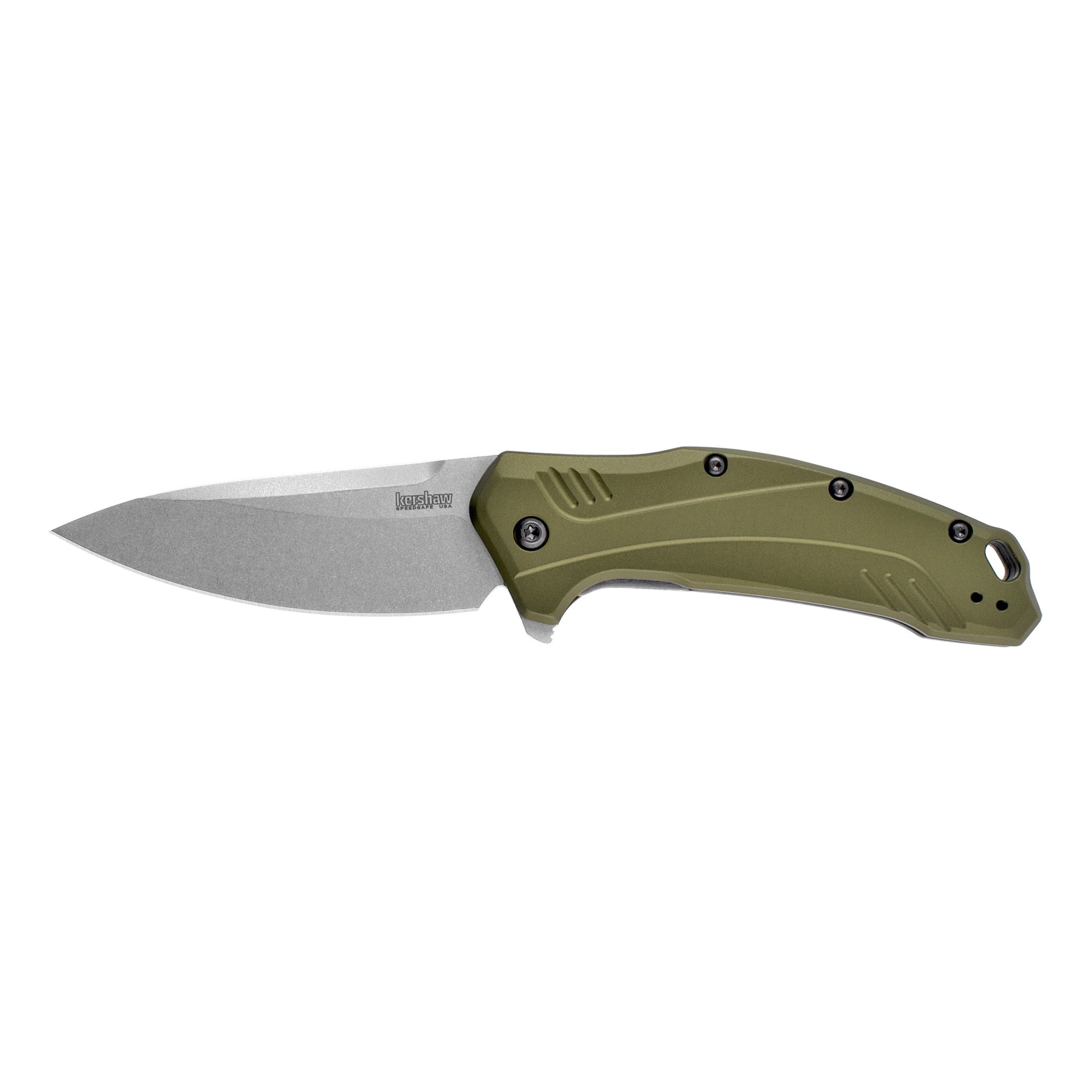 Kershaw Link 3.25 Folding Knife/Assisted Drop Point Plain Edge Olive 1776OLSW - California Shooting Supplies