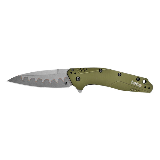 Kershaw Dividend 3" Folding Knife/Assisted Plain Edge Olive Anodized 1812OLCB - California Shooting Supplies