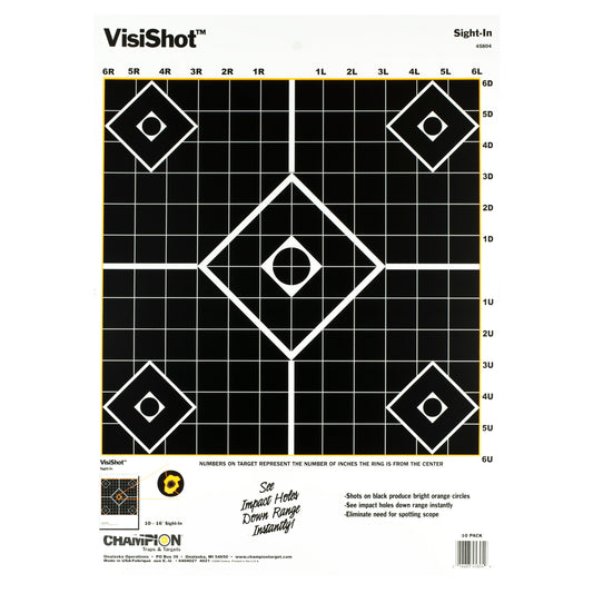 Champion Traps & Targets VisiShot Target Sight-In 10 Pack 45804 - California Shooting Supplies