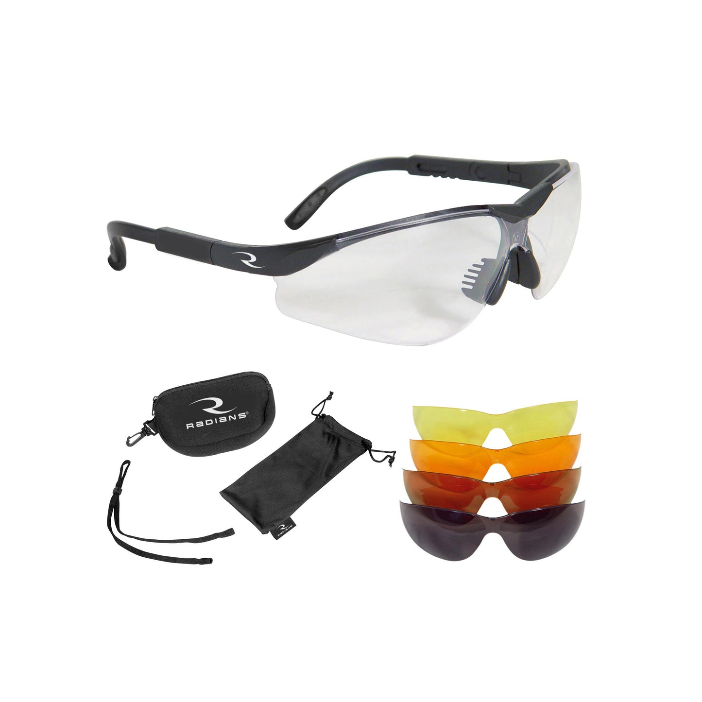 Radians T-85 Glasses Black Frame Clear/Copper/Amber/Orange/Green Mirror BT85RC - California Shooting Supplies