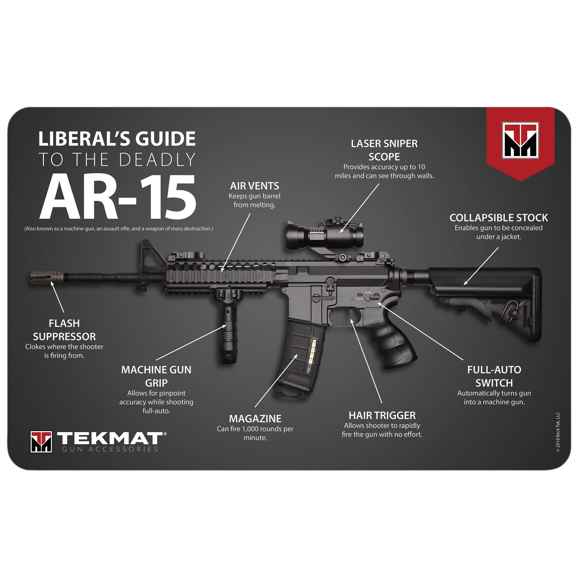 TekMat Liberal's Guide to the AR-15, Cleaning Mat TEK-R17-AR15-MEDIA - California Shooting Supplies