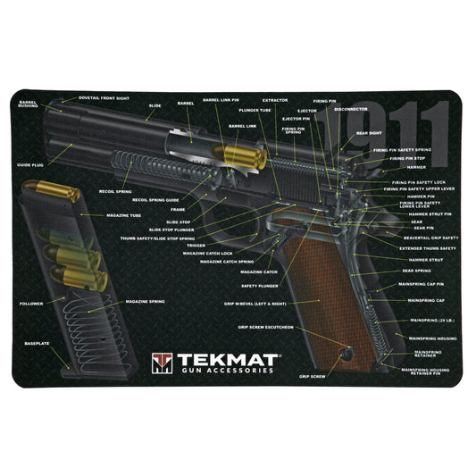 TekMat 1911 Pistol Mat 3D Cut Away 11x17 With Microfiber TekTowel TEK-R17-1911CA - California Shooting Supplies