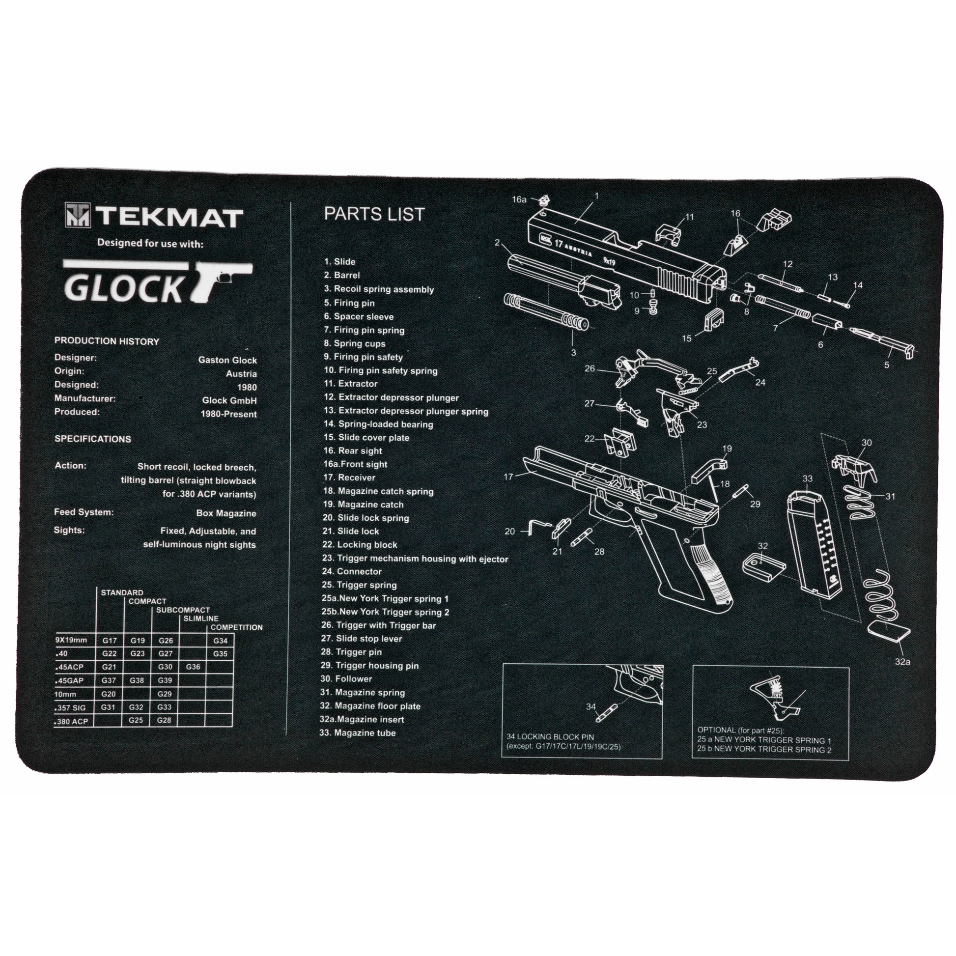 TekMat Pistol Mat For Glock 11x17 With Microfiber TekTowel TEK-R17-GLOCK - California Shooting Supplies