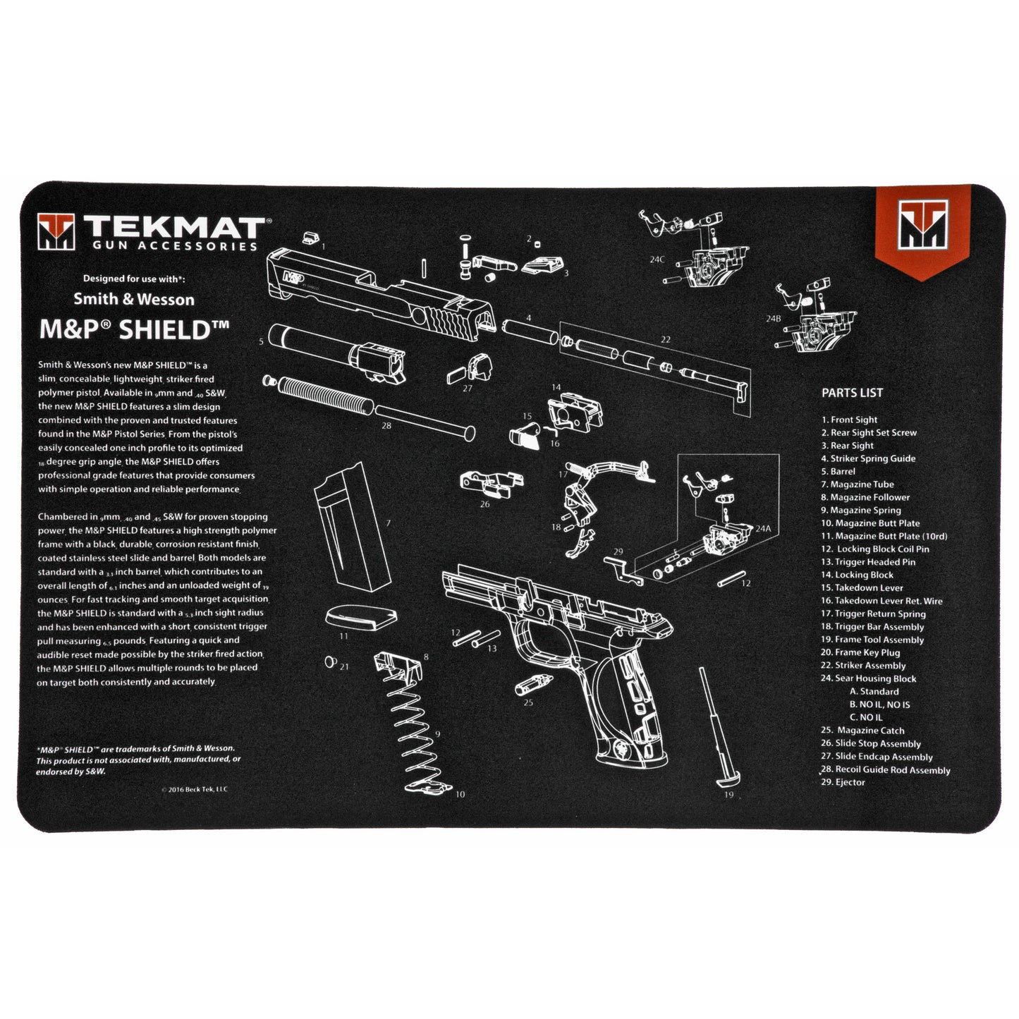 TekMat S&W M&P SHIELD Pistol Mat 11x17 Microfiber TekTowel TEK-R17-SW-MP-SHIELD - California Shooting Supplies