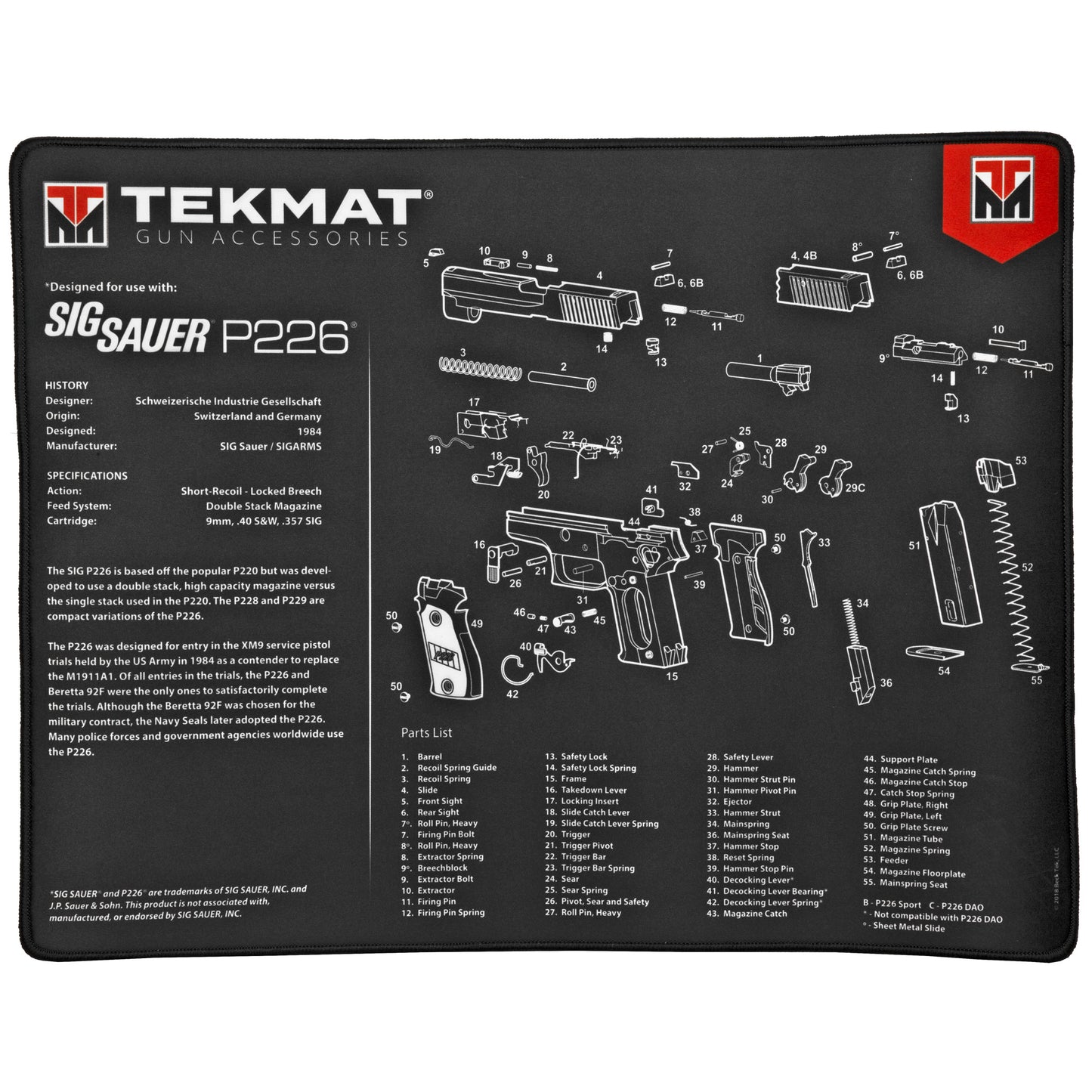 TekMat Sig P226 Ultra Premium Gun Cleaning Mat 15x20 Microfiber TEK-R20-SIGP226 - California Shooting Supplies