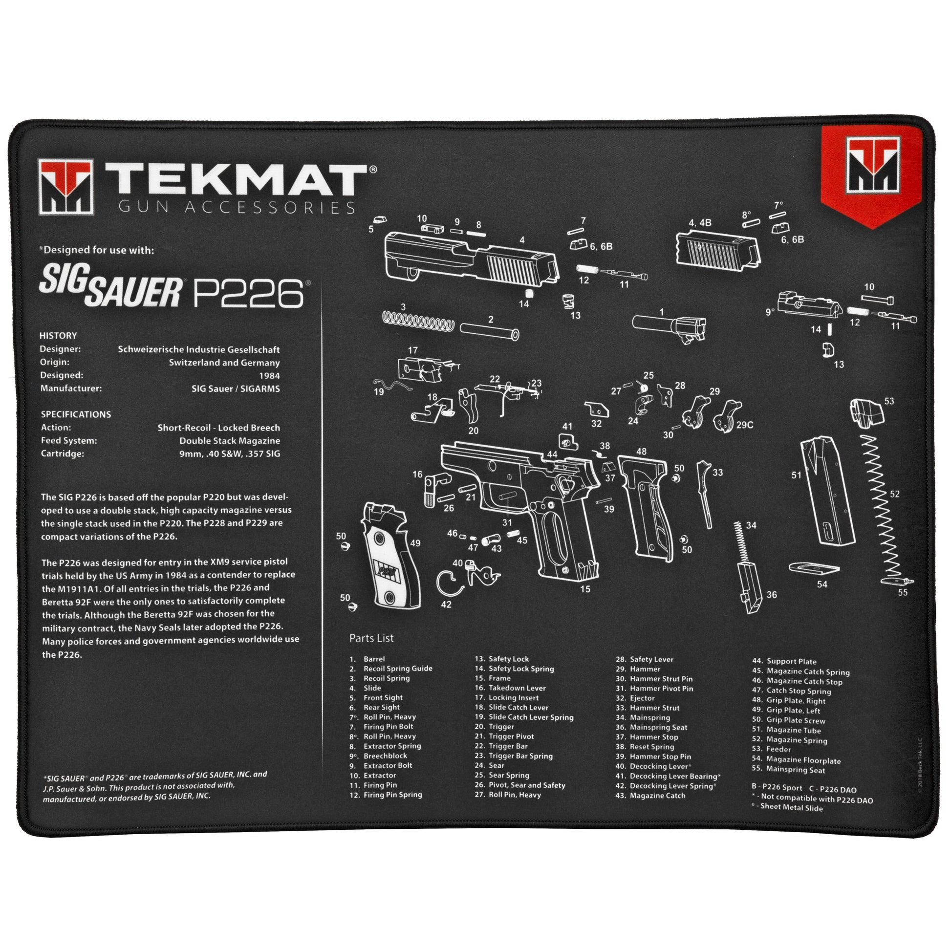 TekMat Sig P226 Ultra Premium Gun Cleaning Mat 15x20 Microfiber TEK-R20-SIGP226 - California Shooting Supplies