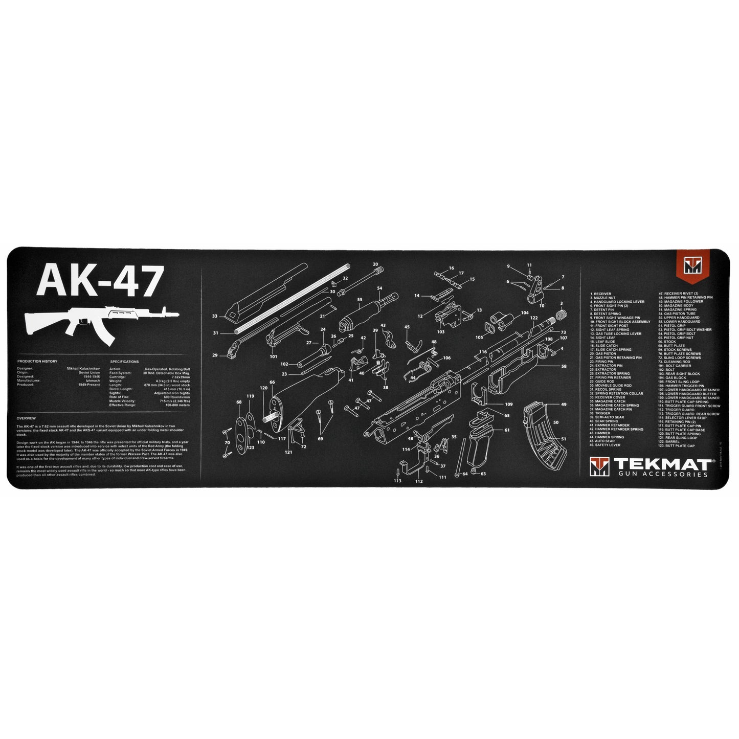 TekMat AK-47 Rifle Mat 12x36 With Microfiber TekTowel TEK-R36-AK47 - California Shooting Supplies