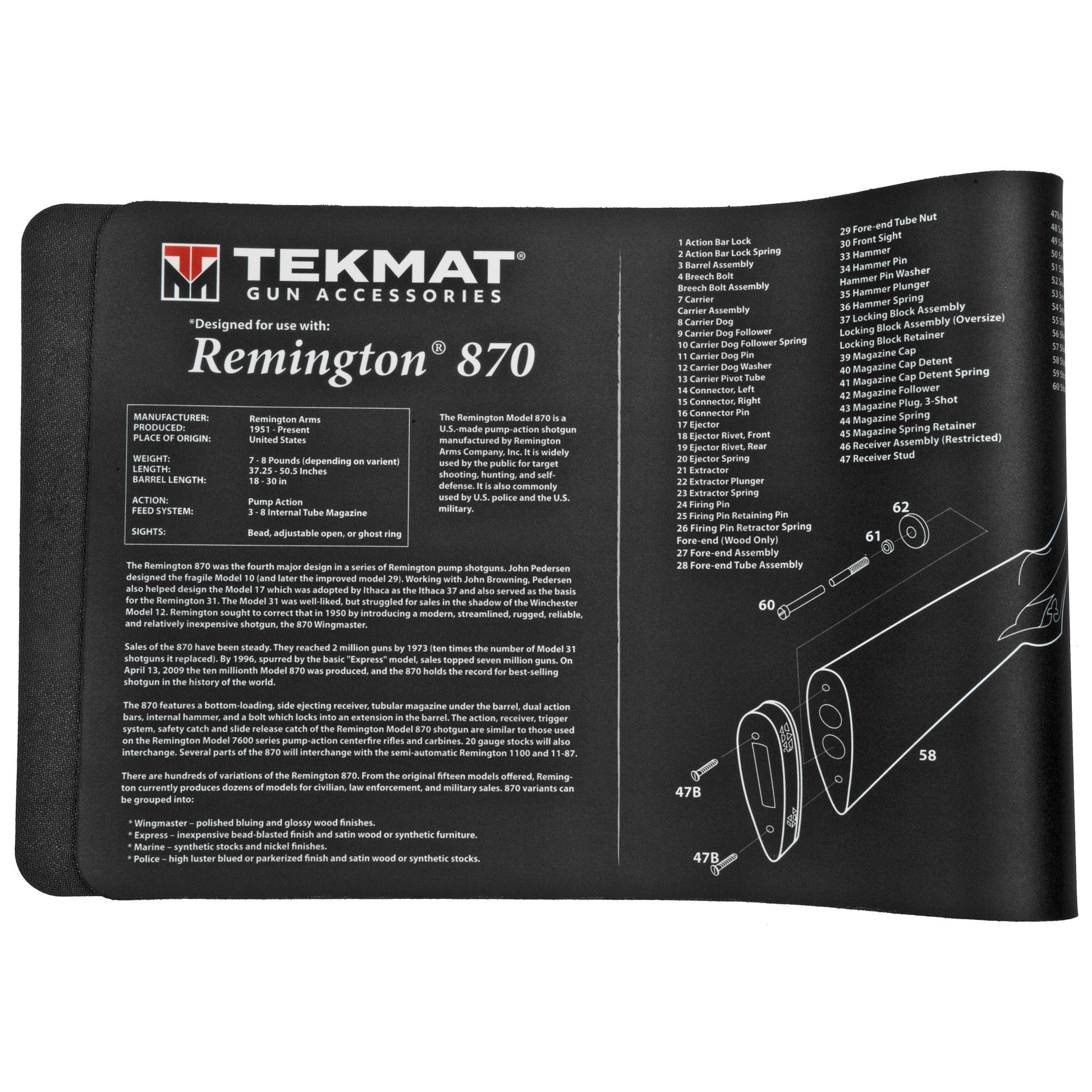 TekMat Remington 870 Mat 12x36 With Microfiber TekTowel TEK-R36-REM-870 - California Shooting Supplies