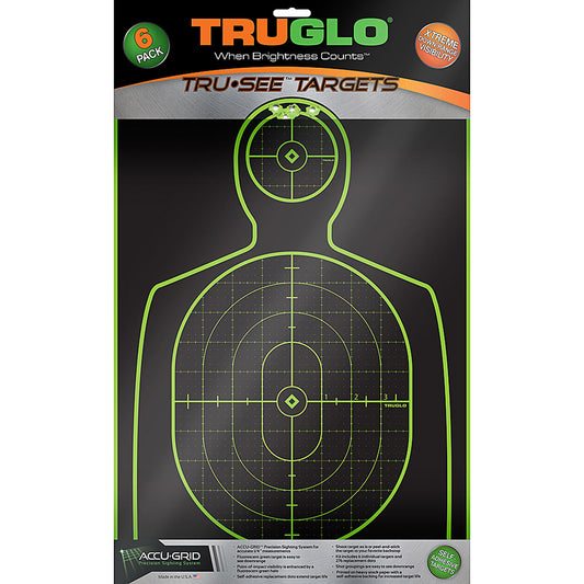 Truglo Tru-See Target 12x18 Handgun Green Self-adhesive 6 Targets TG-TG13A6 - California Shooting Supplies