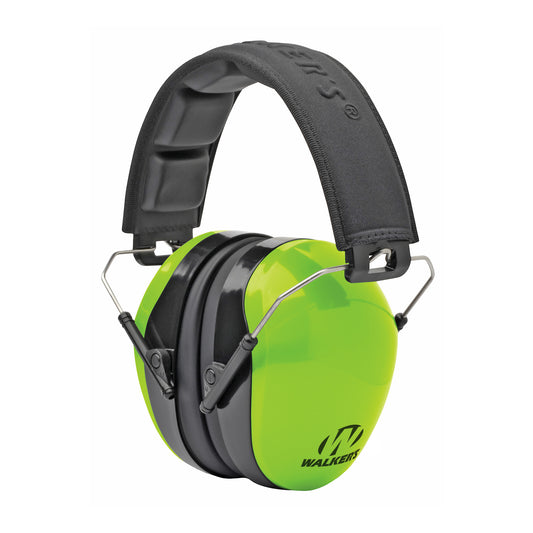 Walker's Passive Earmuff Padded Headband Folding Hi Viz Green GWP-DCPM-HVG - California Shooting Supplies