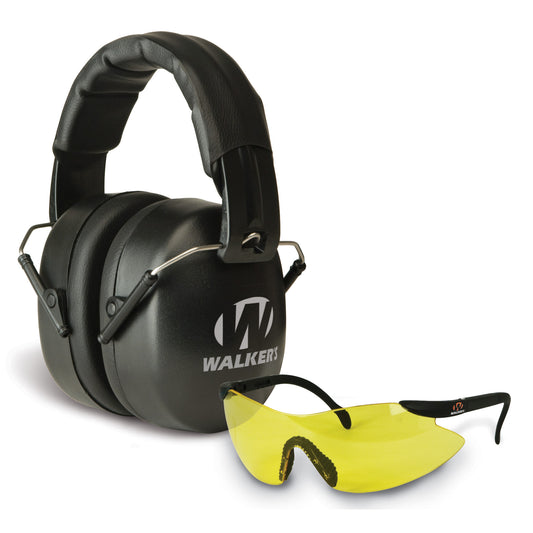 Walkers Earmuff Folding Headband Blk Shooting Glasses Yellow Lenses GWP-FM3GFP - California Shooting Supplies