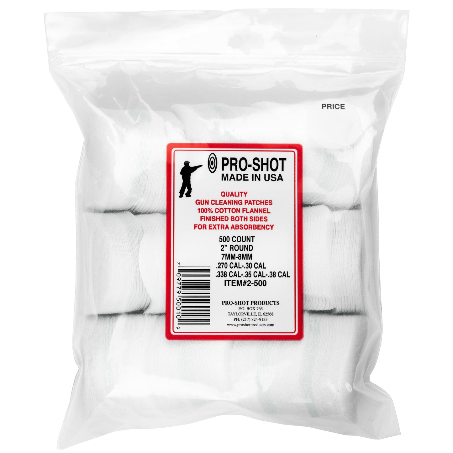 Pro-Shot Products Patches .270-.38 Caliber 500 Pack 2-500 - California Shooting Supplies