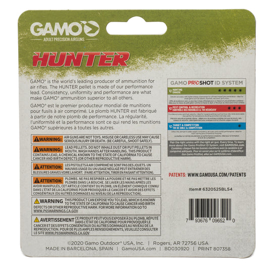 Gamo Hunter .22 Pellets Round Nose 250 Count 6320525BL54 - California Shooting Supplies