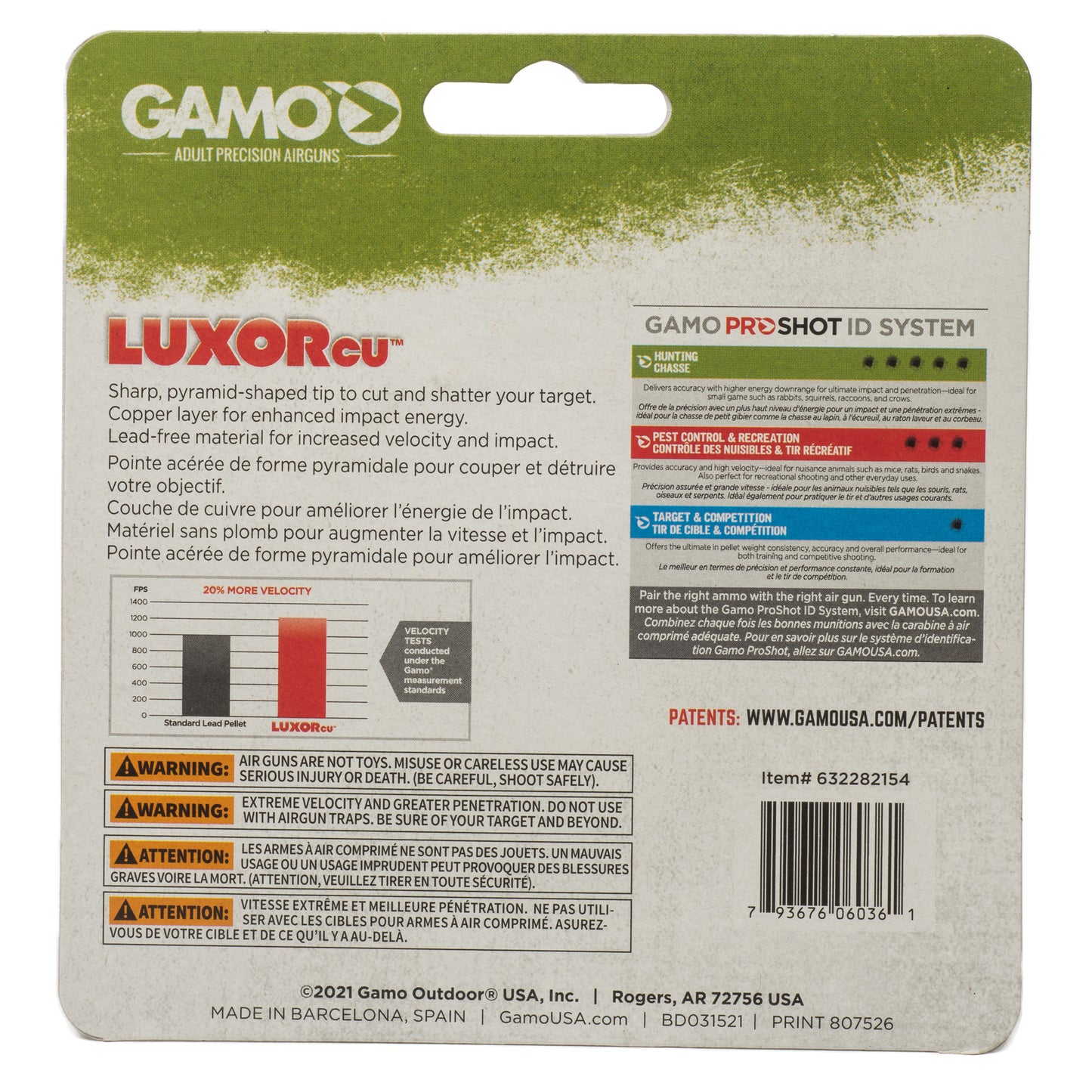 Gamo Luxor Cu Sharp Pyramid Pellets .22 Pellet Sharp Nose 100 Count 632282154 - California Shooting Supplies