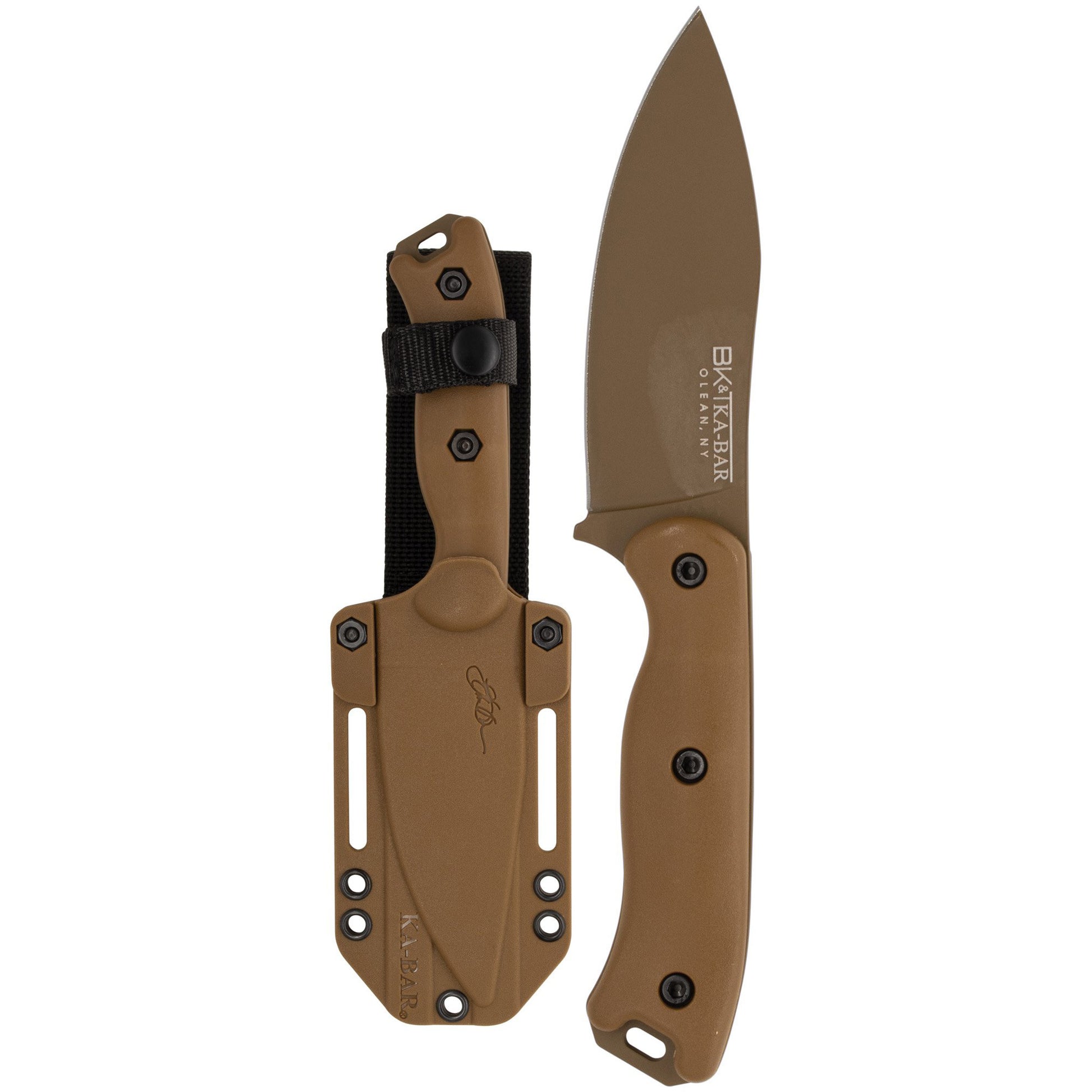 KABAR Becker Nessmuk 4.3" Fixed Blade Knife Plain Edge Coyote Brown EK51 - California Shooting Supplies