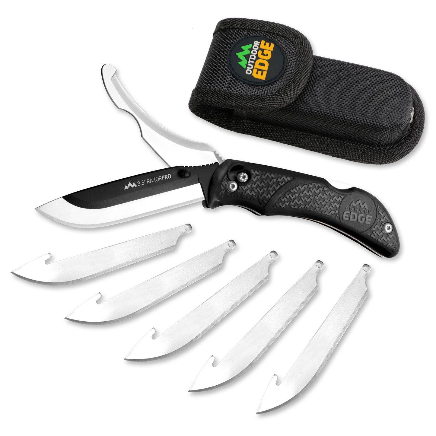 Outdoor Edge Razor Pro 3.5" Folding Knife Plain Edge Steel Black Gut Blade RO10C - California Shooting Supplies