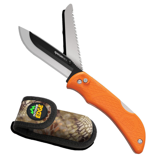 Outdoor Edge Razorpro S 3.5" Folding Knife Plain Edge Black Steel Orange RSB356C - California Shooting Supplies